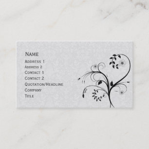 Carte De Visite Conception florale noire et blanche élégante