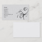 Carte De Visite Conception florale noire et blanche élégante (Devant / Derrière)