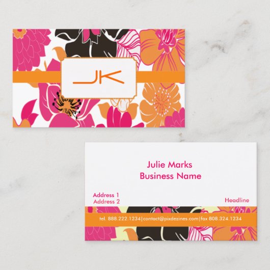 Carte De Visite Conception florale rétro de PixDezines (Devant / Derrière)