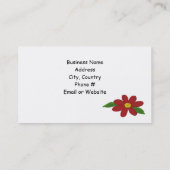 Carte De Visite Conception Florale Rouge Simple (Dos)