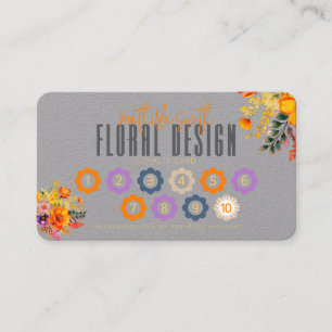 Carte De Visite Conception Florale Sophistiquée Gris Orange Loyaut