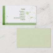 Carte De Visite Conception florale verte élégante (Devant / Derrière)