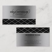 Carte De Visite Conception Géométrique Argent Et Noir (Devant / Derrière)