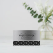 Carte De Visite Conception Géométrique Argent Et Noir (Debout devant)