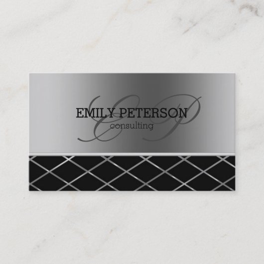 Carte De Visite Conception Géométrique Argent Et Noir (Devant)