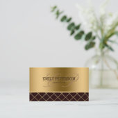 Carte De Visite Conception Géométrique Or Et Brown (Debout devant)