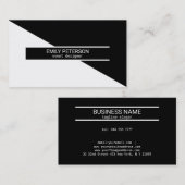 Carte De Visite Conception géométrique simple en noir et blanc (Devant / Derrière)