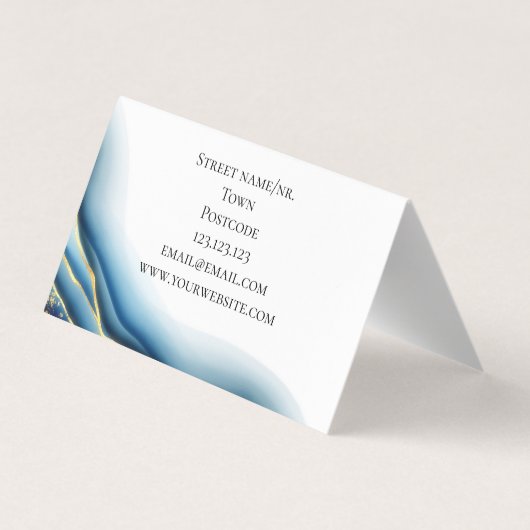 Carte De Visite Conception graphique Encre dorée Turquoise pliable (Dos)