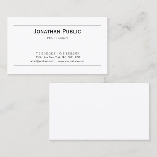 Carte De Visite Conception graphique minimale élégante moderne à (Devant / Derrière)