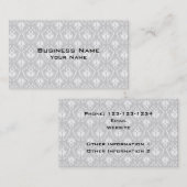 Carte De Visite Conception grise blanche et en pastel de damassé (Devant / Derrière)