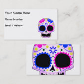 Carte De Visite Conception heureuse de crâne de sucre (Devant / Derrière)