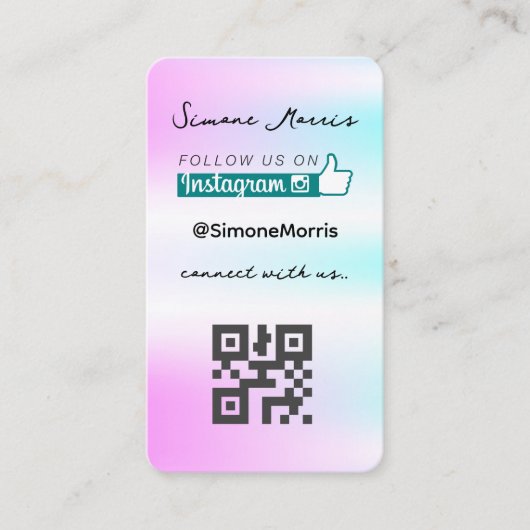 Carte De Visite Conception holographique - Médias sociaux QR Code  (Devant)