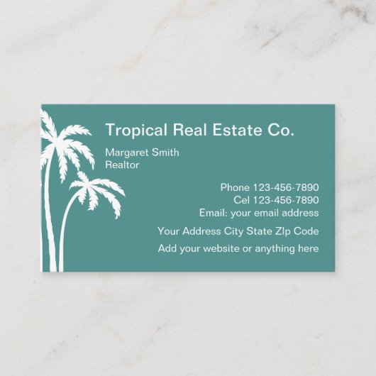 Carte De Visite Conception immobilière tropicale (Devant)