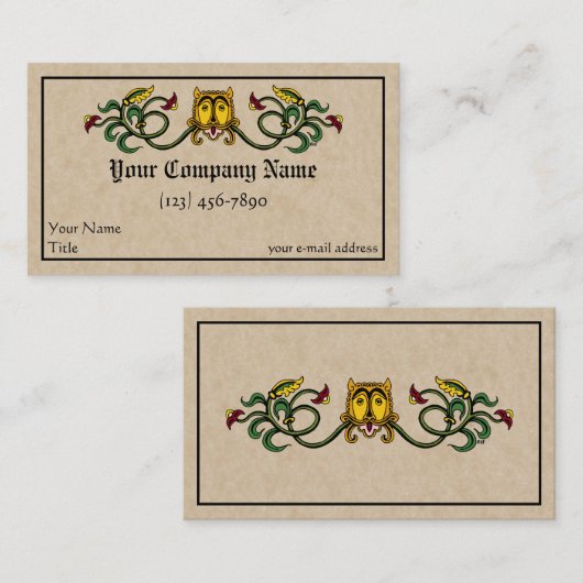 Carte De Visite Conception médiévale de lion (Devant / Derrière)