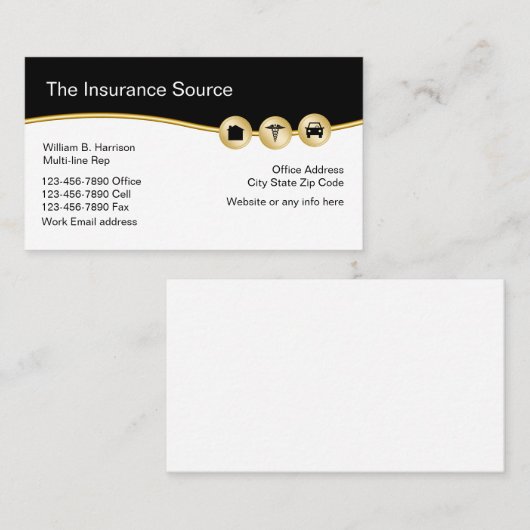 Carte De Visite Conception moderne d'assurance (Devant / Derrière)
