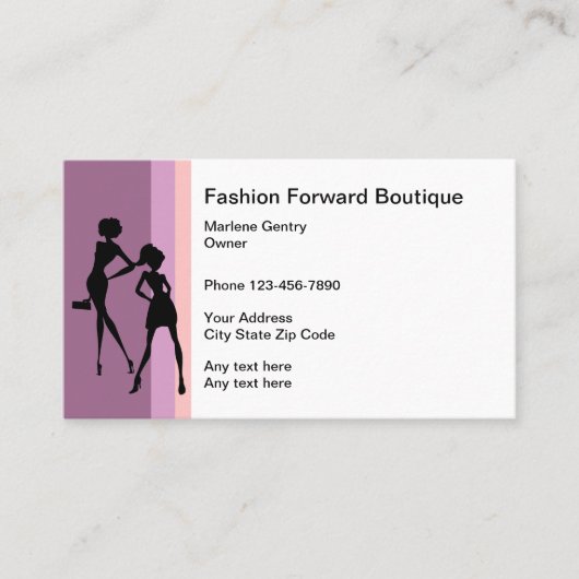 Carte De Visite Conception moderne de boutique de mode (Devant)