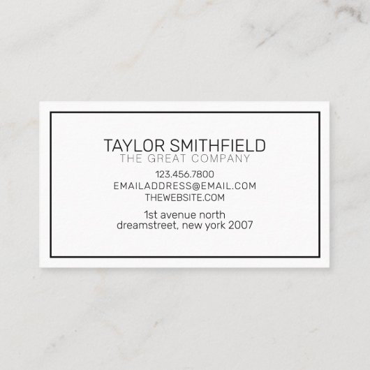 Carte De Visite Conception moderne de calligraphie simple et branc (Dos)
