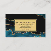 Carte De Visite Conception moderne de marbre Turquoise et or, pers (Dos)