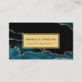 Carte De Visite Conception moderne de marbre Turquoise et or, pers (Devant)
