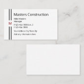 Carte De Visite Conception moderne de monogramme de construction (Devant / Derrière)