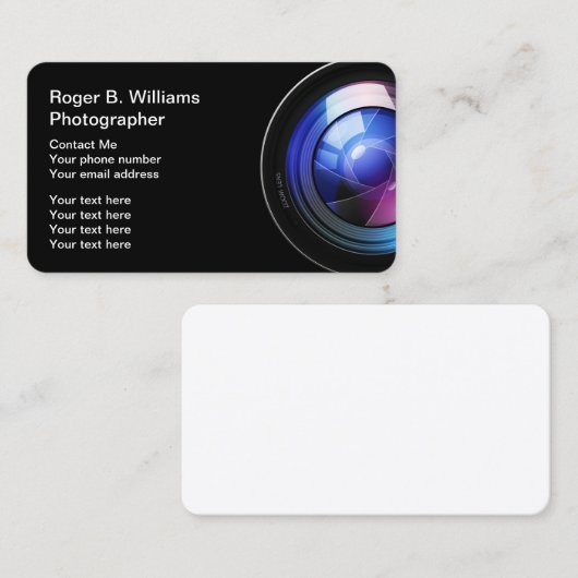Carte De Visite Conception moderne de photographe (Devant / Derrière)