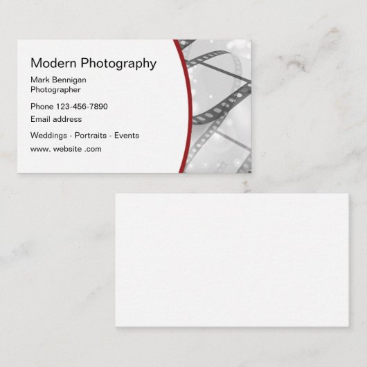Carte De Visite Conception moderne de photographe (Devant / Derrière)