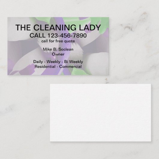 Carte De Visite Conception moderne de service de nettoyage (Devant / Derrière)