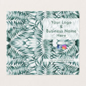 Carte De Visite Conception moderne des feuilles de fougère verte (Extérieur déplié)