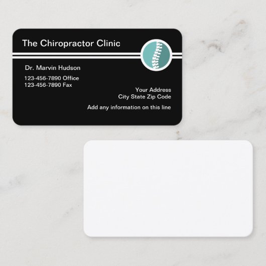 Carte De Visite Conception moderne du chiropraticien (Devant / Derrière)