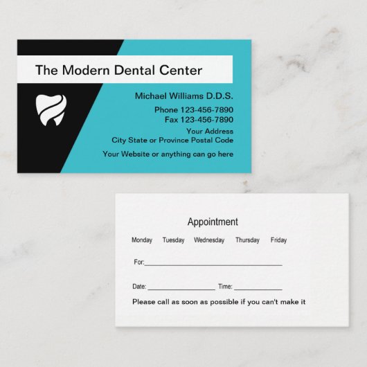 Carte De Visite Conception moderne d'un bureau dentaire (Devant / Derrière)