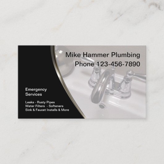 Carte De Visite Conception moderne d'un robinet de lavabo en plomb (Devant)