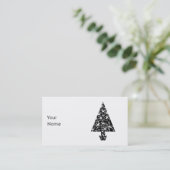 Carte De Visite Conception noire et blanche d'arbre de Noël (Debout devant)
