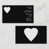 Carte De Visite Conception noire et blanche de coeur d'amour (Devant / Derrière)