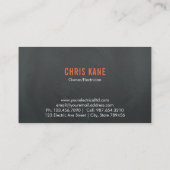 Carte De Visite Conception orange et grise de logo d'électricien (Dos)