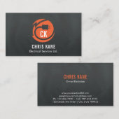 Carte De Visite Conception orange et grise de logo d'électricien (Devant / Derrière)