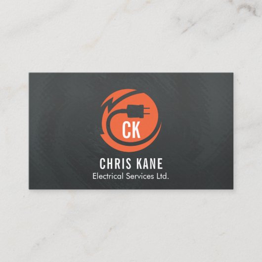 Carte De Visite Conception orange et grise de logo d'électricien (Devant)