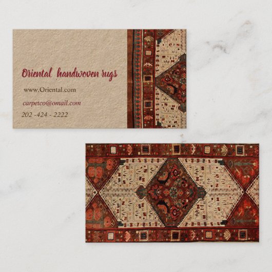 Carte De Visite Conception orientale de couverture en rouge et (Devant / Derrière)