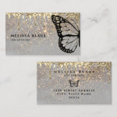 Carte De Visite conception papillon sur faux scintillement (Devant / Derrière)