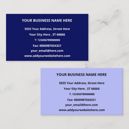 Carte De Visite Conception personnalisée des couleurs Votre propre (Devant / Derrière)