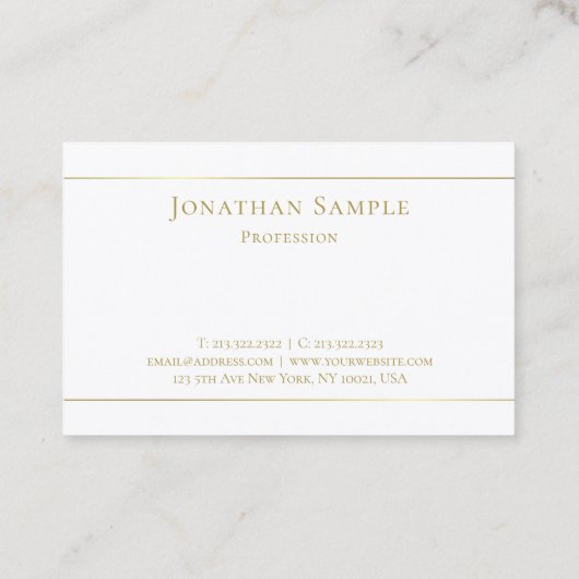 Carte De Visite Conception professionnelle Conception Gold Script  (Dos)