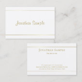 Carte De Visite Conception professionnelle Conception Gold Script  (Devant / Derrière)