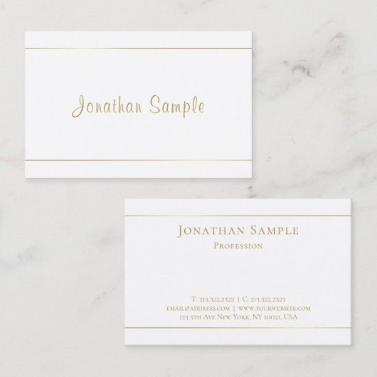 Carte De Visite Conception professionnelle Conception Gold Script  (Devant / Derrière)