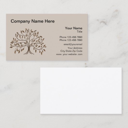 Carte De Visite Conception professionnelle de logo d'arbre (Devant / Derrière)