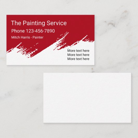 Carte De Visite Conception professionnelle de peintre (Devant / Derrière)