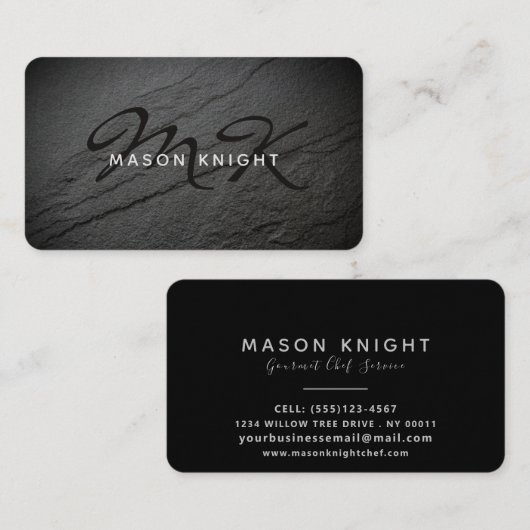 Carte De Visite Conception professionnelle de pierre d'ardoise (Devant / Derrière)