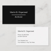 Carte De Visite Conception professionnelle d'un archiviste simple (Devant / Derrière)