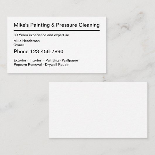 Carte De Visite Conception professionnelle simple de peintre de (Devant / Derrière)