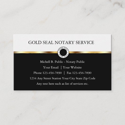 Carte De Visite Conception Publique Notaire Classique (Devant)