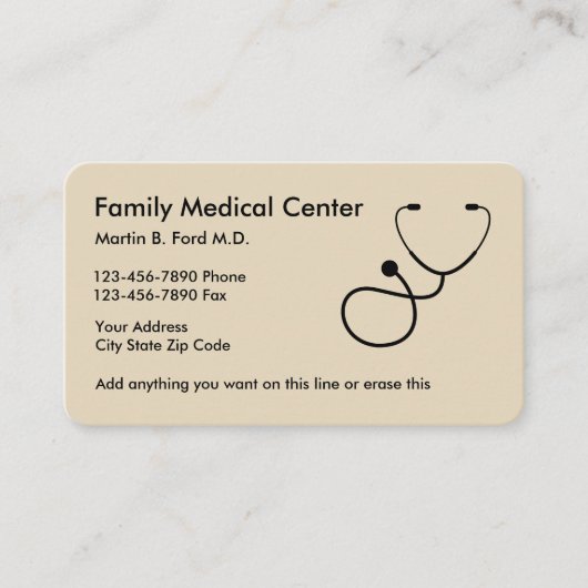 Carte De Visite Conception simple de médecin de famille (Devant)