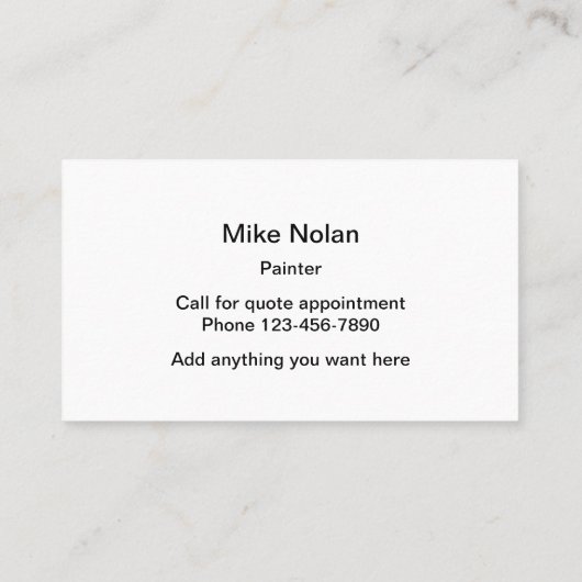 Carte De Visite Conception simple de peintre de Chambre (Dos)
